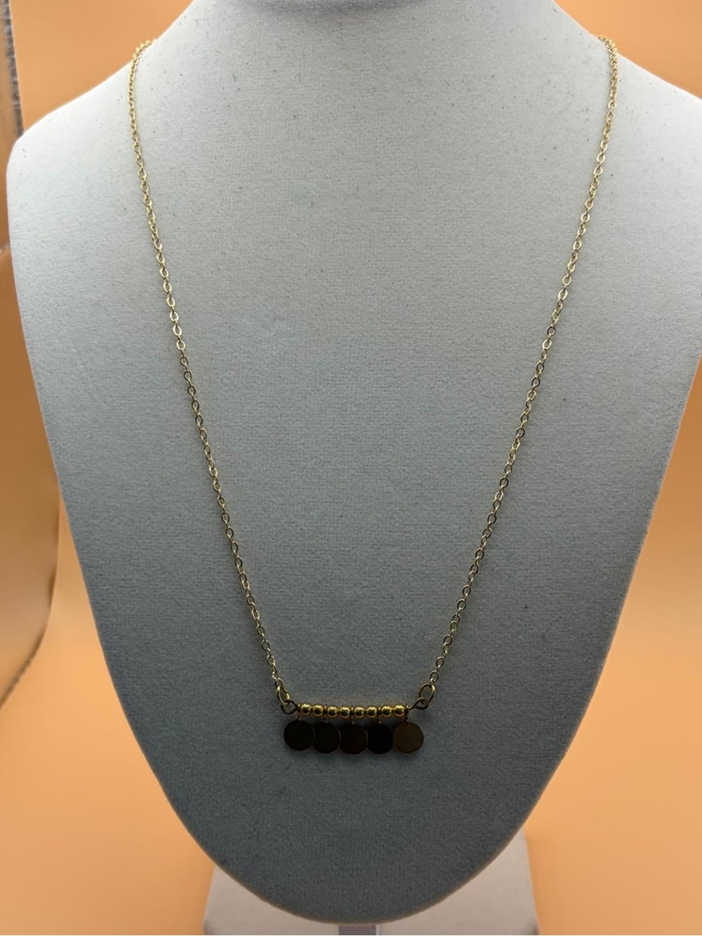 Delicate Gold Disc Bar Necklace for Women